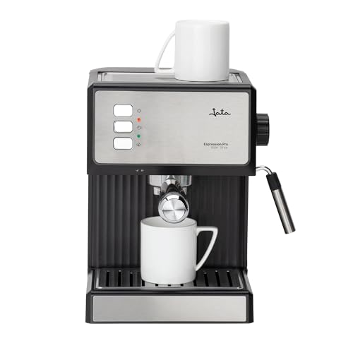 JATA JECA2525 Espressomaschine, 20 bar, 850 W, mit Doppelausgang und Filter für 1 oder 2 Kaffees, Dampfgarer zum Aufschäumen von Milch und Cappuccino, Tassenwärmer | abnehmbarer Tank 1,8 l