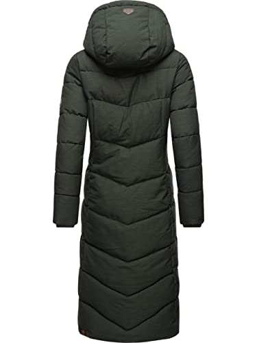 Ragwear Damen atmungsaktiver Wintermantel warmer wasserdichter Steppmantel lang mit Kapuze Pavla Long Intl Dark Olive Gr. M