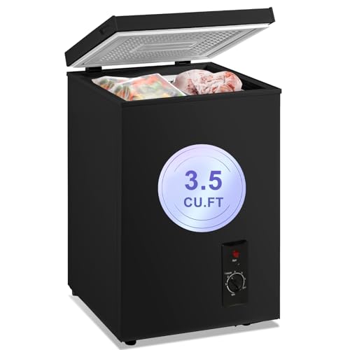 Deep Freezer Mini 2.5 Cu.ft Small Chest Freezer RV Portable Freezer White 100-120V AC for Apartment Garage Kitchen Dorm Vehicle Truck Boat Travel Outdoor