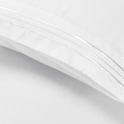 Image of Elegant Comfort Luxury Ultra-Soft 2-Piece Pillowcase Set 1500 Thread Count Egyptian Quality Microfiber Double Brushed-100% Hypoallergenic-Wrinkle Resistant, California King, White