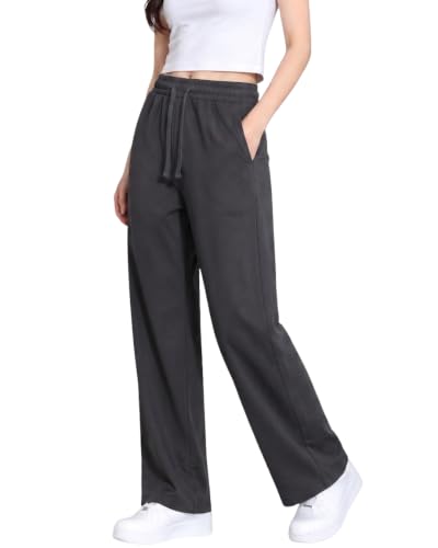 Image of Samfor Woman's Loose Fit Track Pants - Polycotton Joggers with Elastic Waistband & Side Pockets, Lower Comfortable for Gym, Running & Casual Wear