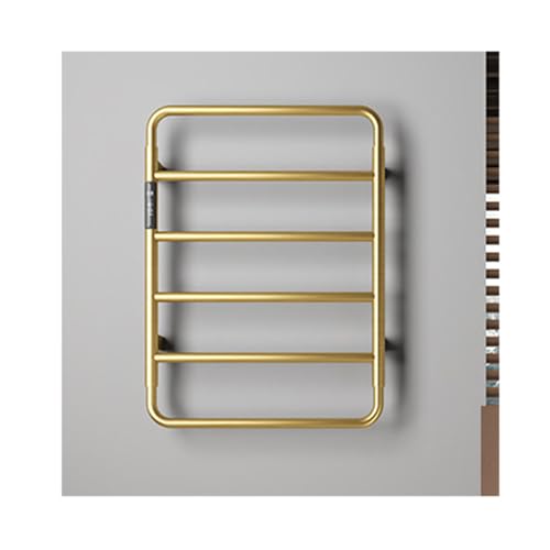 Toallero calefactable de Acero Inoxidable Dorado con Cable Derecho. Secador de Toallas calefactable de Calentamiento rápido. Eléctrico de Pared para secar Toallas y Prendas.