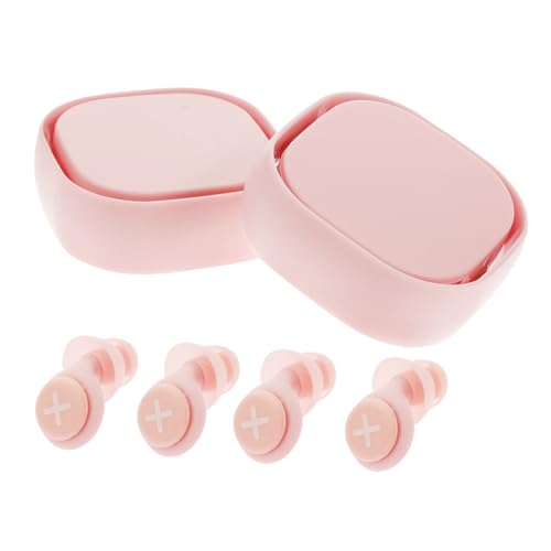 NOLITOY 2 juegos Tapones de Silicona para Dormir Antiruido Ergonómicos y Cómodos Reducción Eficaz de Ruido para Estudio Viaje y Descanso Nocturno Color Rosa con Estuche