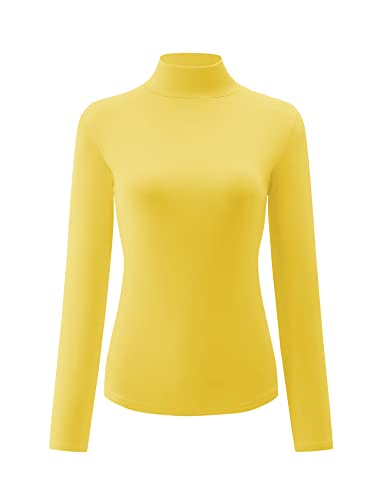 Image of Kindcall Womens Slim Fitted Mock Turtleneck Tops Long Sleeve Lightweight Base Layer Shirts