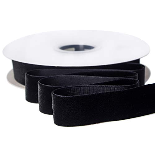 Ribbli Polyester Black Velvet Ribbon,1Inch,10-Yard Spool,Use for Choker,Gift Wrapping,Floral Bouquets, Boutonnieres