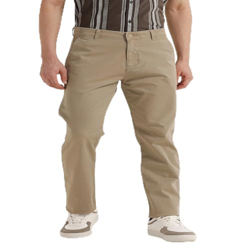 Image of BASICS Premium Cotton Stretch Formal Trousers for Men | Office Pants