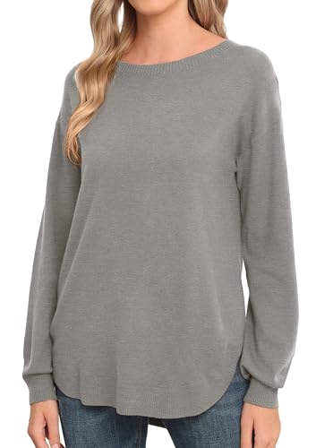 Image of GRECERELLE Womens Long Sleeve Lightweight Crewneck Sweater Tops Casual Soft Knit Pullover Jumper
