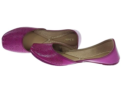 Image of Fulkari Women Cutwork Casual Genuine Soft Leather Jutis | Bite and Pinch Free Juttis | Punjabi Jutti | Girl's Office Flat Ladies Mojari | dailywear Ethnic Juti |
