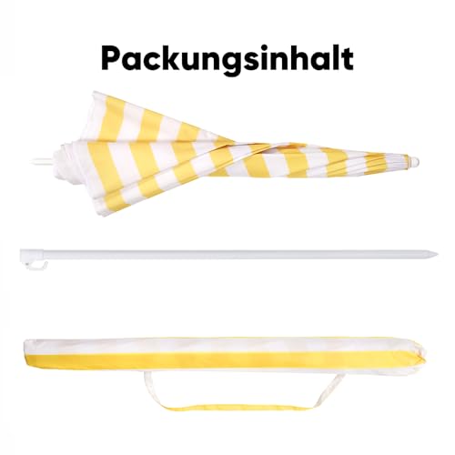 Sekey Beach Parasol with Protective Cover for Balcony, Garden & Patio, Tilt Angle and Height Adjustable, Round