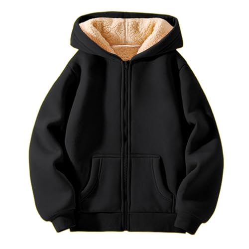 Boys Girls Jacket Kids Winter Coat Lined Zip Up Hoodie Warm Sweatshirt School Hooded Outerwear