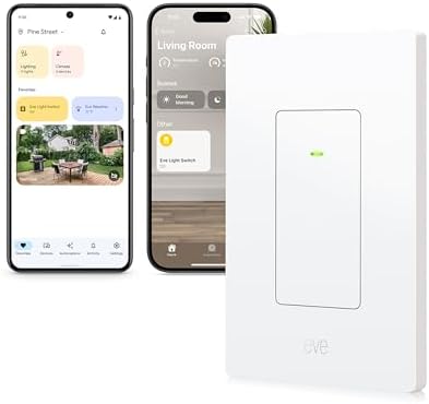 Eve Light Switch (Matter) – Connected Wall Switch, Single-Pole & 3-Way switches; Thread, for Apple Home, Alexa, Google Home, SmartThings, Requires Thread Border Router & Neutral Wire; UL-Certified