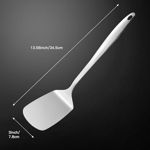 IMEEA Turner Spatula Stainless Steel Solid Turner for Cooking Metal Spatula for Kitchen Use, 13.5-Inch