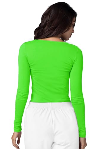 Image of Adar Womens Comfort Long Sleeve T-Shirt Underscrub Tee - 2900 - Neon Lime Green - M