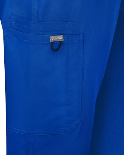 Image of COMENII Scrubs for Women, Knit Yoga Waistband Straight Leg Cargo Pants, Classic Fit Womens Scrubs Pants