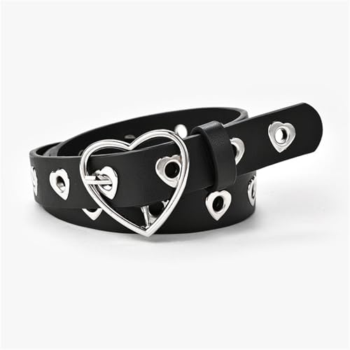 Unisex Black PU Leather Belt With Pin Buckle & Eyelets - Punk Style, For Jeans & Casual Wear2