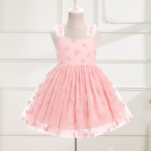 IDOPIP Toddler Baby Girls Butterfly Tutu Dress Summer Sleeveless Princess Butterfly Birthday Party Dresses Pageant Tulle Gown4