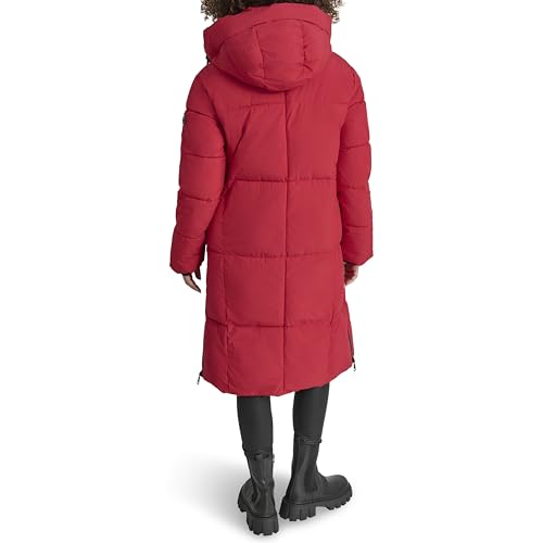 Image of DKNY Women's Hooded Long Down Alternative Puffer Jacket, Black, Large