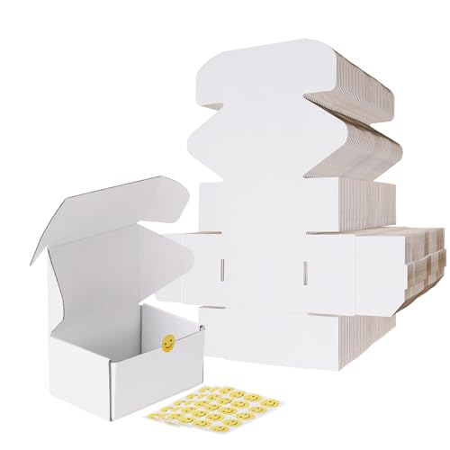 Image of RLAVBL 6x4x3 Shipping Boxes Set of 50, White Corrugated Cardboard Box for Packing, Mailing, Business