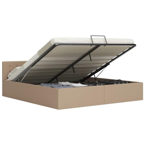 Genérico Cama canapé hidráulica Cuero sintético Capuchino 180x200 cm