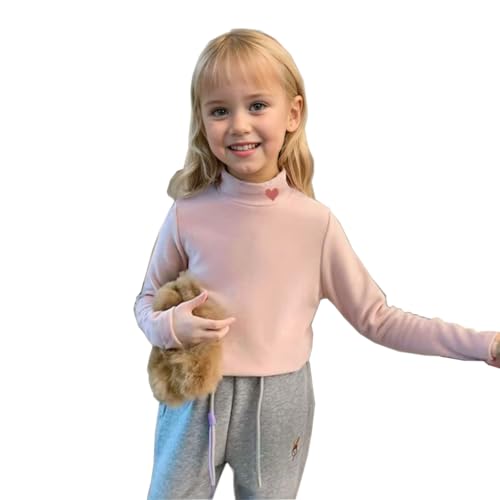Unisex Kids Polar Fleece Turtleneck Base Layer Top with Heart Detail