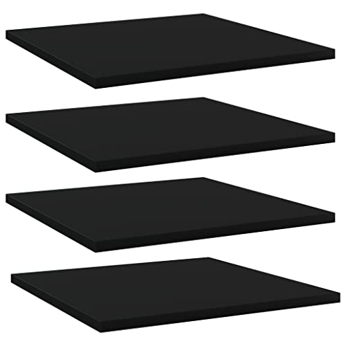 Juego de 4 estantes de madera negra de 40 x 40 x 15 cm, decoración de pared elegante para el hogar y la oficina