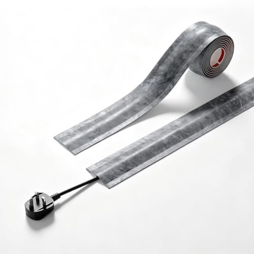 Canaleta para cables de 50 pies con adhesivo trasero, cortable a medida