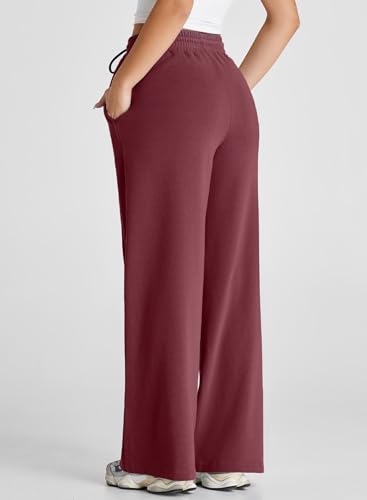 Herseas High Waisted Sweatpants for Women Elastic Elevated Seams Wide Leg Drawstring Loose Long Pants with Pockets3