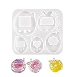 レジン シリコン型 ミニ 5個セット ゲーム機 りんご たまご キーホルダー デコパーツ UVレジン DIY 手作り アクセサリー 材料 小物