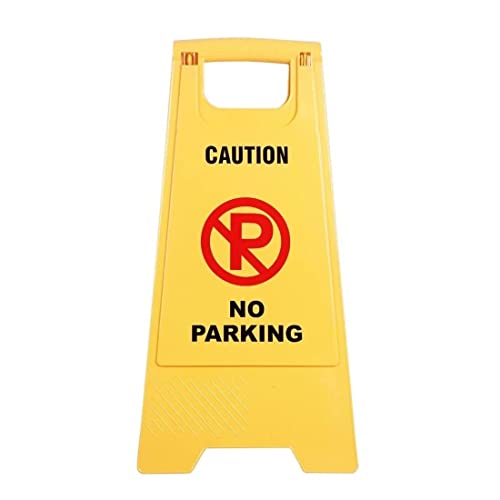 Image of AIR O MATIC NO Parking Caution Sign Board | ABS-Plastic Caution Standing Board (Yellow Sign Board - Big Size)