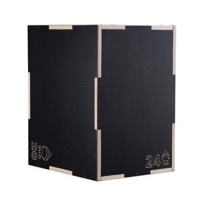 Happybuy 3 in 1 Plyometric Jump Box, 24/20/16 Inch Wooden, Anti-Slip for Home Gym Training, Fitness Exercise Step Up, Conditioning Strength Training, Black