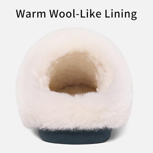 Image of Evshine Warm Knit House Slippers for Women Comfy Wool-Like Lined Chenille Slippers with Memory Foam and Indoor Outdoor Soles