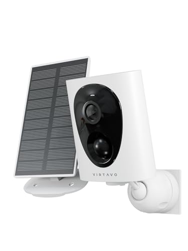 virtavo Caméra de Surveillance WiFi Extérieure sans Fil, Solaire Extérieur 2K, Détecteur de...