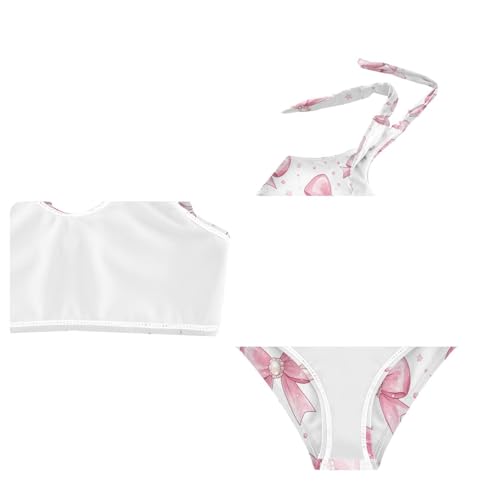 Wusikd Pink Bows Girls Swimsuits Two Piece Pearls Stars Swimwear Bikini Set for for Girls Size 3T4