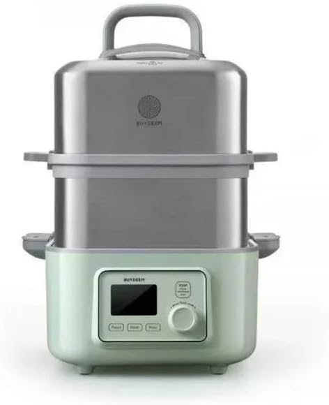 G563-A501 Electric Food Steamer for Cooking, 2 Tire Stainless Steel Steamer with Slow Cook Mode, 1500W, 10-Quart, Green
