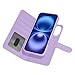Zouzt Case for iPhone 16 6.1 Inch, 2 in 1 Detachable Wallet with Card Holder for MagSafe Magnetic Wireless Charging Premium PU Leather Flip Folio Kickstand Shockproof Cover Women, Purple