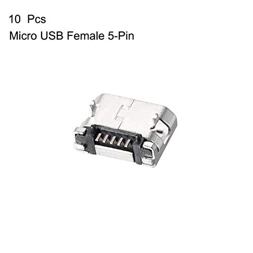 10 conectores hembra Micro USB, 5 pines, 180 grados miniatura 2