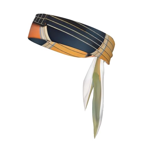 Cinta deportiva de doble cara, pañuelo WHJSSF acuarela, guitarra acústica, imagen suave y transpirable, adecuado para yoga, correr y fitness