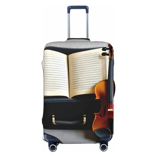 Violin and Book Luggage Covers For Suitcase Approved,Suitcase Cover Protector Fit 18-32 InchLuggage