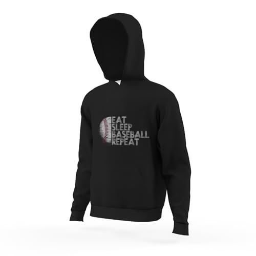 Kids Retro Eat Sleep Baseball Repeat Baseball Player Funny Baseball Boys Girls Lightweight Kangaroo Pocket Hoodies4