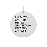 I Survived Another Meeting That Should Have Been an Email Ceramic Ornament, Funny Office Gift, Xmas Decor, Work Humor O263