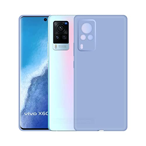 Image of Case Creation Liquid TPU Silicone Cover for Vivo X60 Pro Soft Case,Anti-Dirty Slim Case Frosted Matte Cute Candy TPU Raised Bezel (Splash of Color) Back Case Cover for Vivo X60 Pro -Light Purple