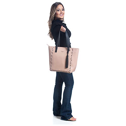 Kit Bolsa Sacola Grande Feminina + carteira com porta cartões Willibags (Nude)