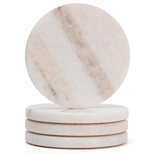 YONGHEE Cream White Marble Coasters