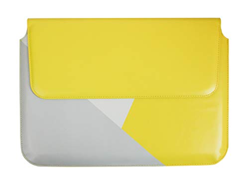 Wallet sleeve en cuir PU jaune et gris au design folio haut de gamme