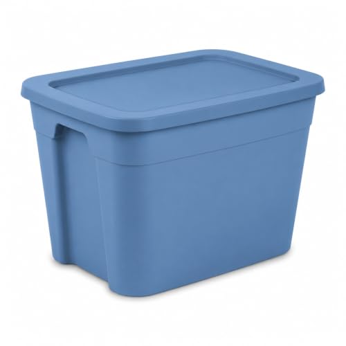 CLMSTE 18 Gal Storage Bin with Snap-On Lid, Stackable Plastic Tote, Blue
