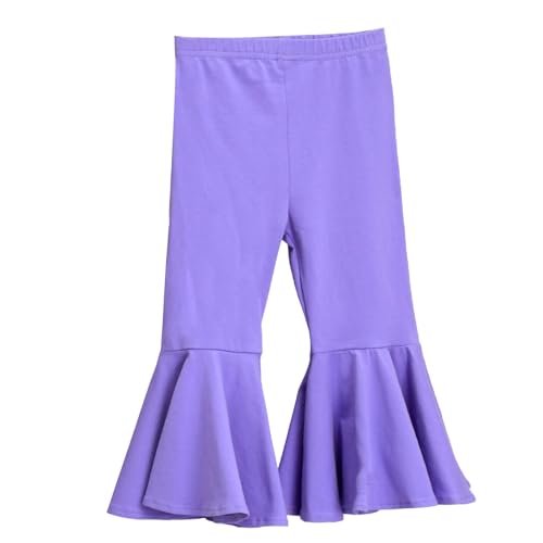 Toddler Baby Girls Ruffle Leggings Spring Bell Bottom Flare Pants Long High Waist Solid Stretch Yoga Trousers
