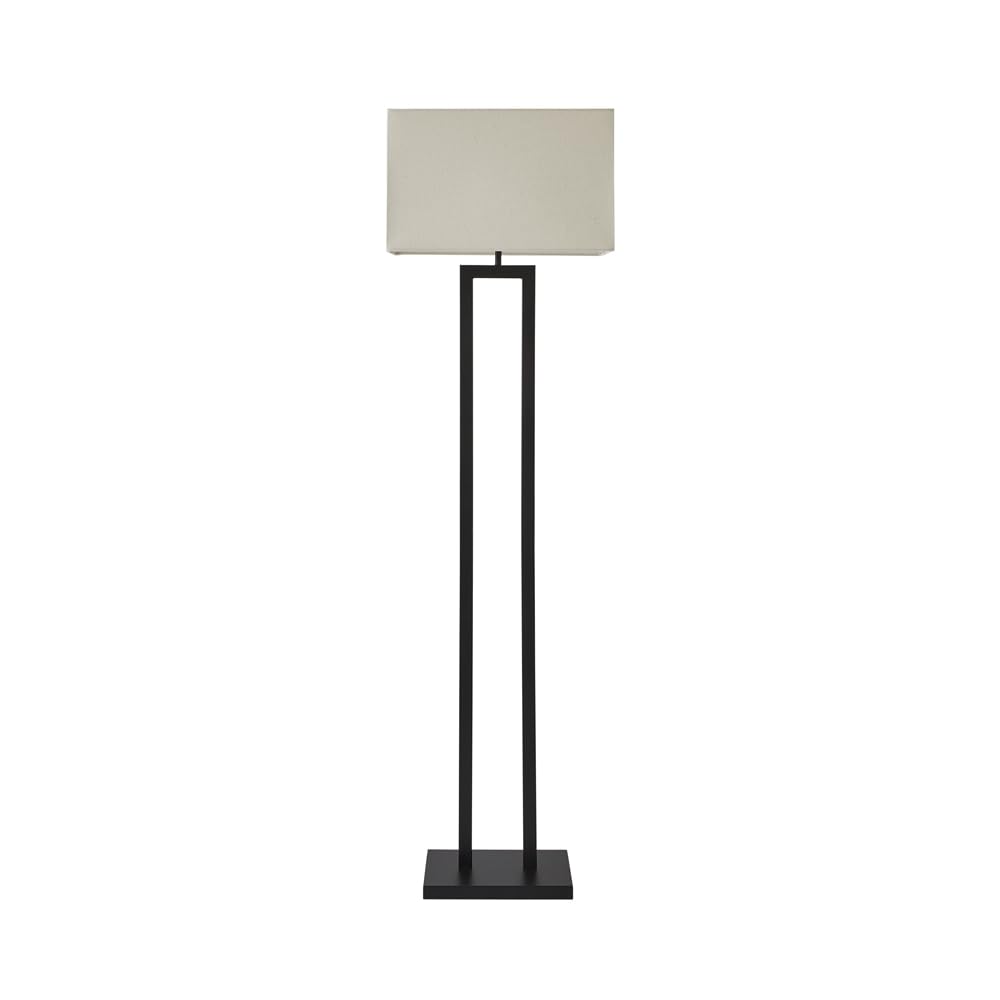 Gloria Double Stem Metal Floor Lamp - Black - Rectangular Shade with LED Bulb