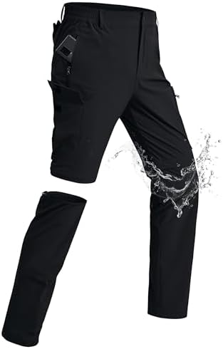 xtuwkzo Wanderhose Herren Zip Off Abnehmbar Leicht Arbeitshosen Männer Kurz Wasserdicht Trekkinghose Herren Schnell Trockend Multi Taschen