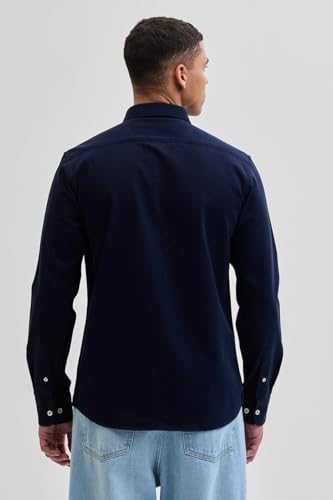 Image of SNITCH Men Casual Shirt College Wear | Slim Fit Full Sleeve Button-Down Collar Plain Style | Breathable Cotton Twill Fabric & Smooth Texture for Everyday Use