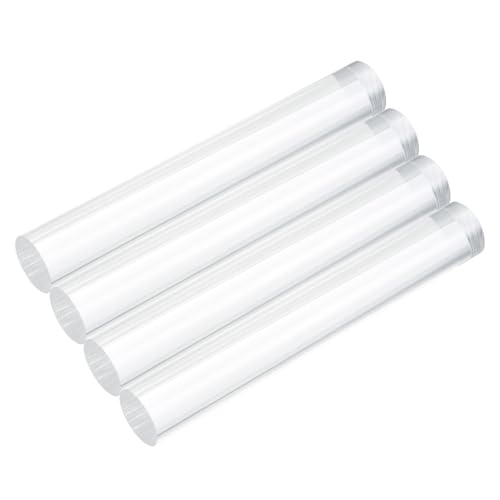 MECCANIXITY 4pcs Acrylic Round Rods 9/16" x 4" Clear Acrylic Dowel Rods Sticks Plastic Sticks Strip for DIY Crafts Lighting Gardening Decorations - 15mm x 100mm